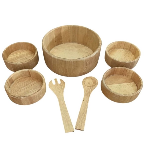 The Natural Lifestyle Bamboo Salad Serving Set 7 piece Made in Thailand - Picture 2 of 9